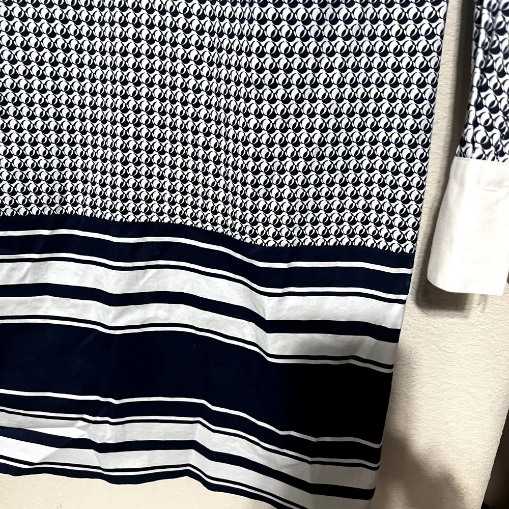 Ann Taylor Balcony shirt Dress Navy Blue & White sz XS houndstooth office career - Image 5