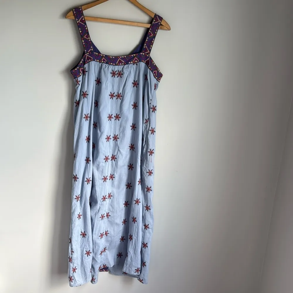 Sundance Blue Boho Wandering Soul Embroidered Midi Sleeveless Dress MP - Image 9