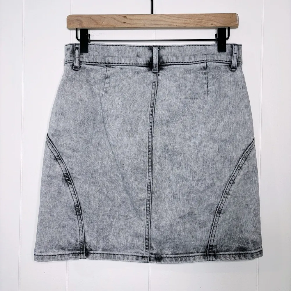 Express Gray Acid Washed Zip Up Denim Skirt 6 - Image 3