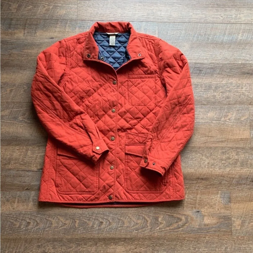 Duluth Trading Burnt Orange Cortland Quilted Jacket Size Small Fisherman Core Orange - Image 3
