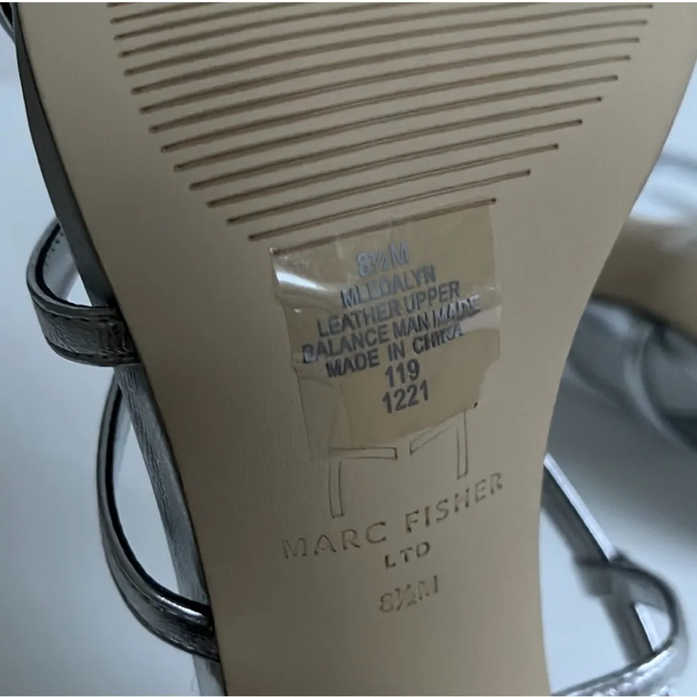 Marc Fisher Edalyn Ankle Strap Sandal Block Heel Women's Size 8.5 in Silver NEW! - Image 6