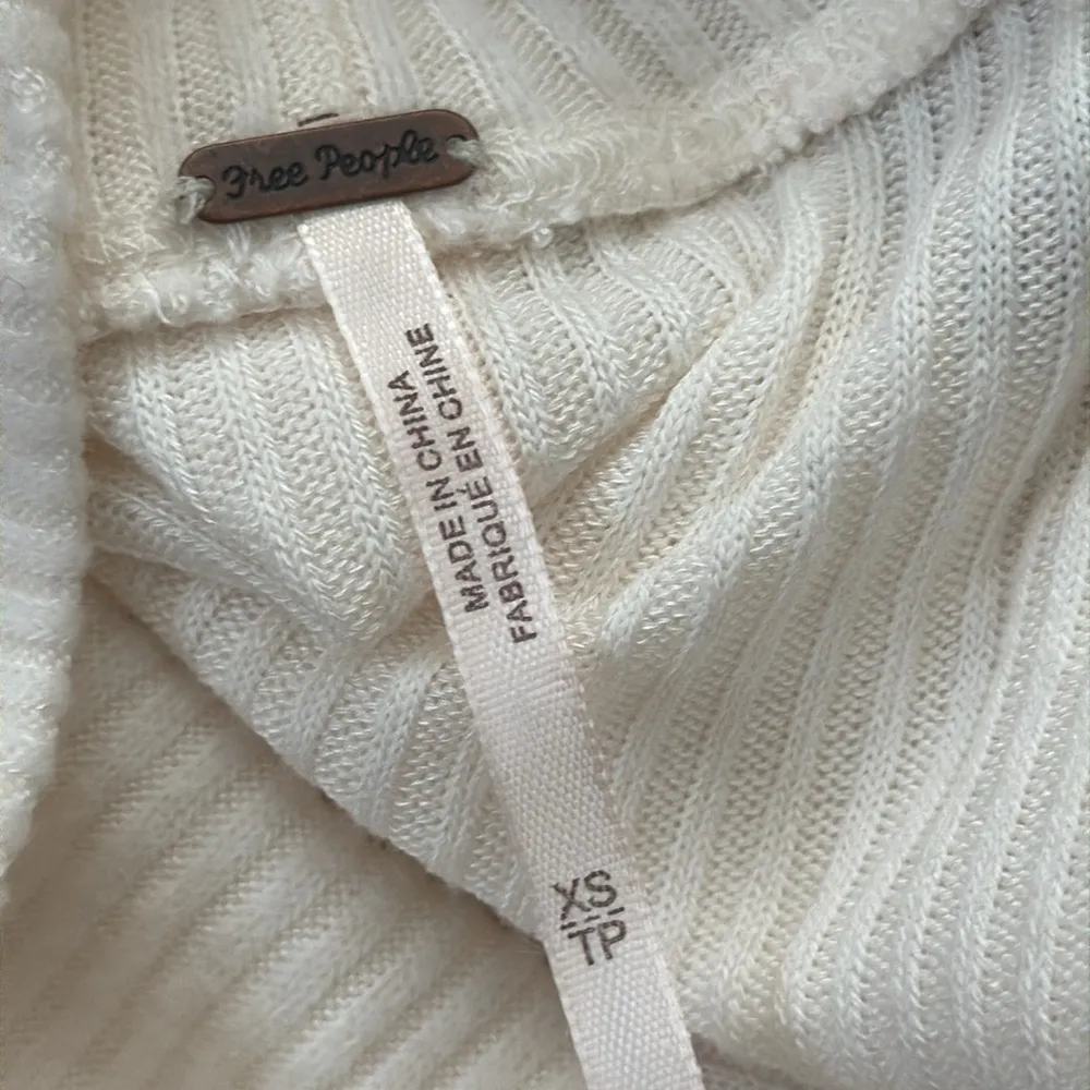 Free People Prism Swift Cream Fair Isle Mixed Knit Sleeve Ribbed Turtleneck Top - Image 3