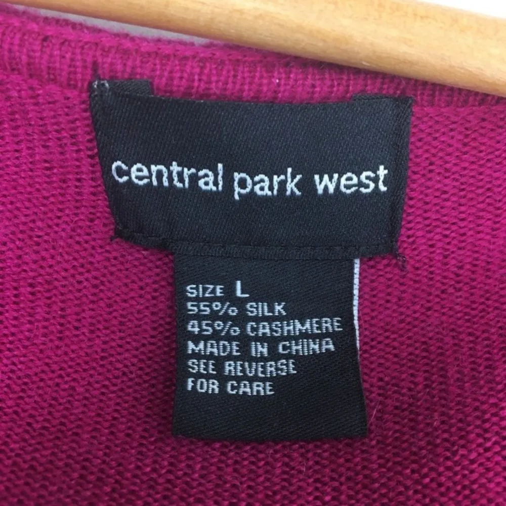 Central Park West Cashmere & Silk Ruffle Front Long Sleeve Cardigan Sweater L - Image 8