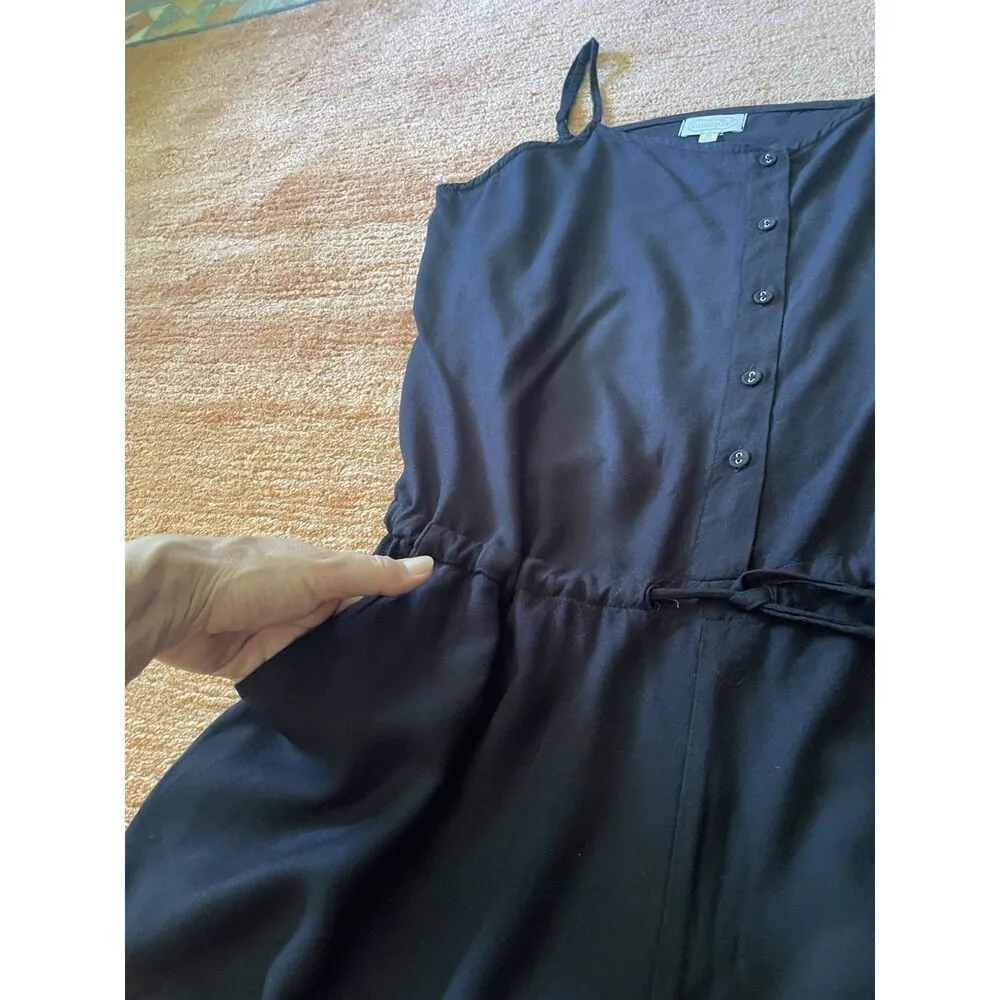 Mud Pie black romper size M button front drawstring waist pockets - Image 3