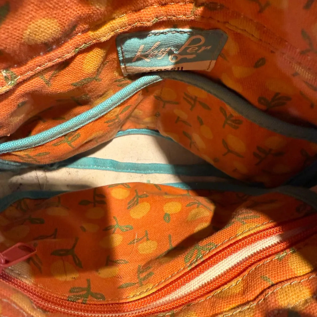 FOSSIL Coated Canvas KEYPER‎ Birdcage Pattern Brown, Apricot Shoulder Bag S Tan - Image 6