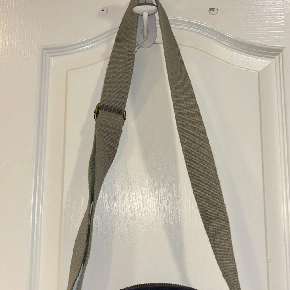 WEIRD FISH BRAND NAVY BLUE CANVAS ROUND CROSSBODY LIGHT GREEN CANVAS STRAP - Image 9