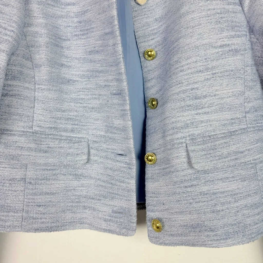 NWOT J. Crew Factory Tweed Lady Jacket Blazer Fresh Air Linear Tweed Blue Size 8 - Image 5