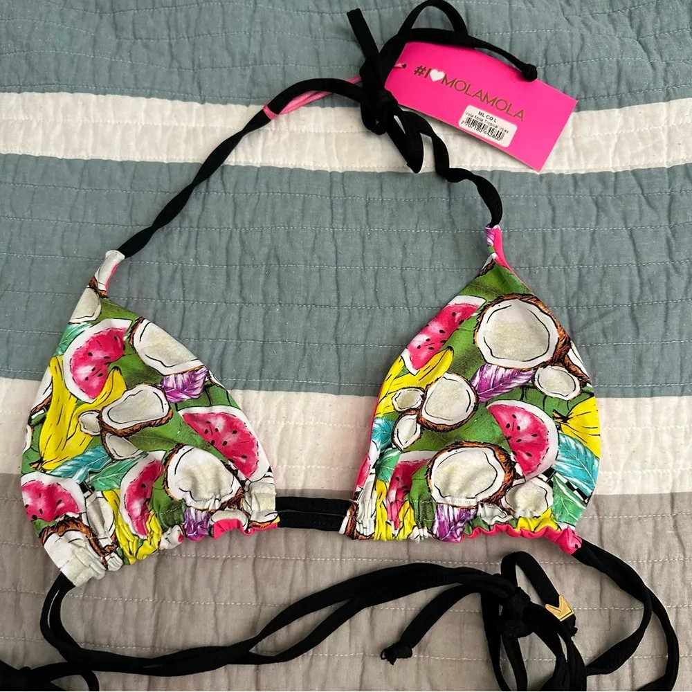 Mola Mola Coco Coconut Watermelon Banana Swimsuit Bikini Set L NWT Fruit Pink Size L - Image 7