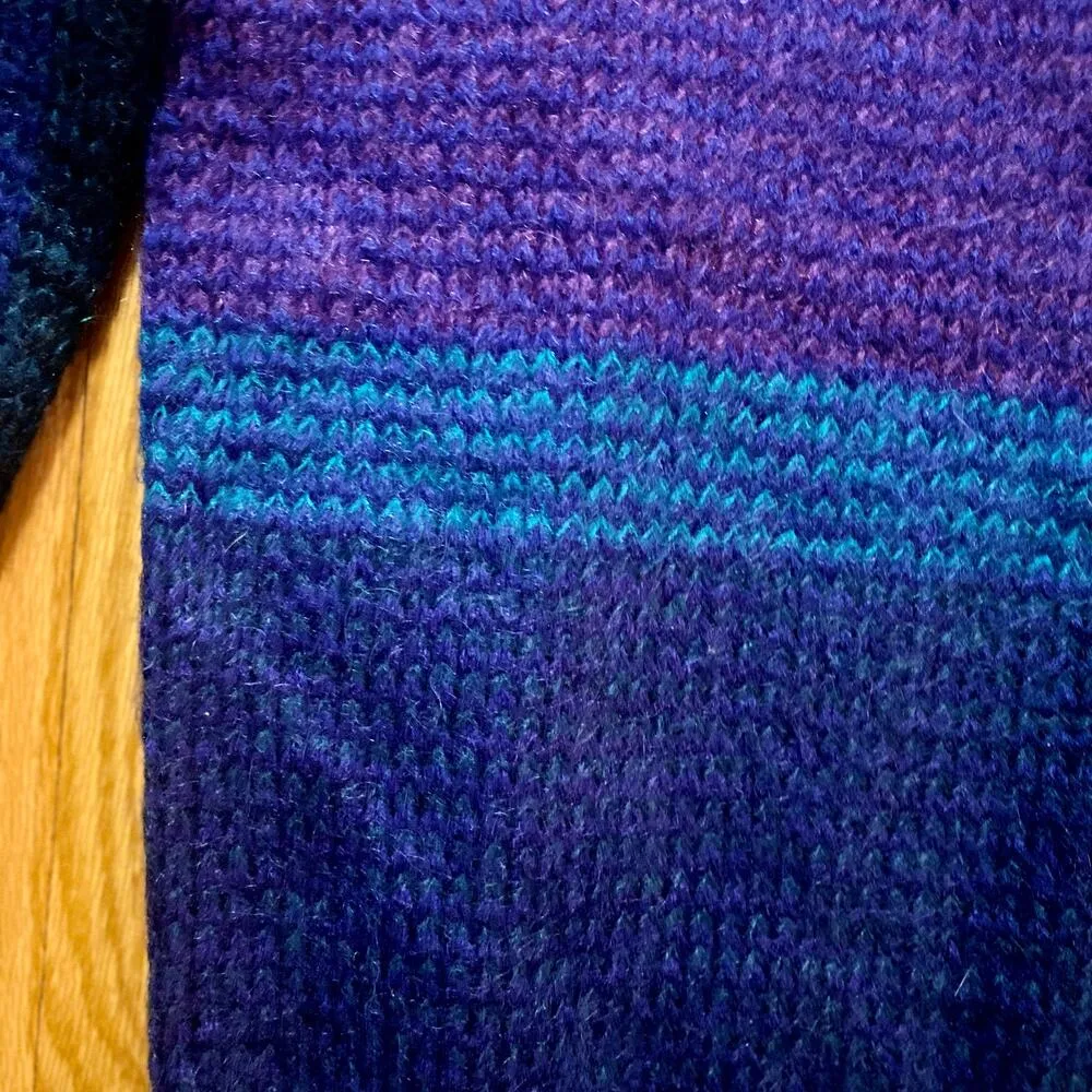 Kristin Paige Vintage Sportswear Blue Striped Chunky Wool Sweater Womens Large - Image 5