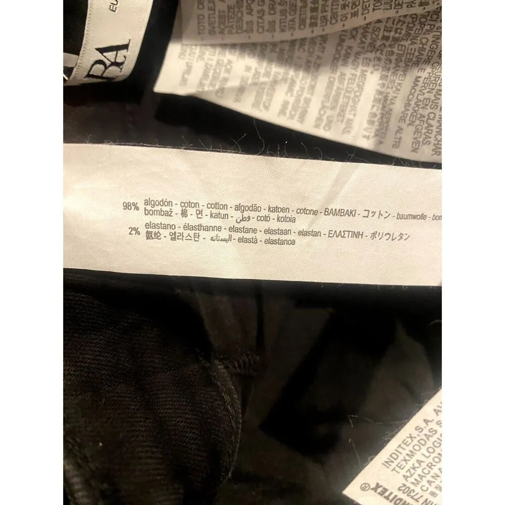 NWT ZARA Flared Bootcut Leg Slim Cut High Rise Full Length Jean 0 Black 3054 - Image 10