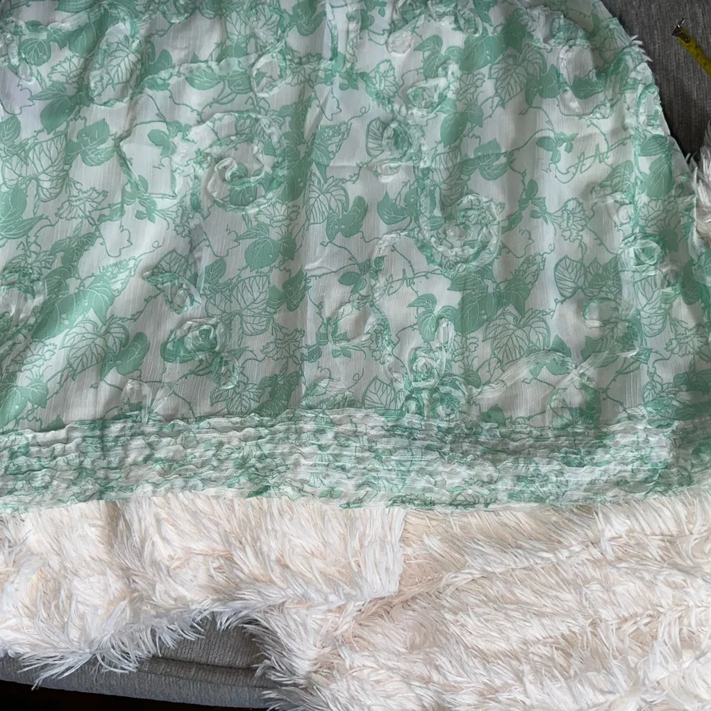 Max Studio Asymmetrical Mint Floral Skirt Green Size 12 - Image 6