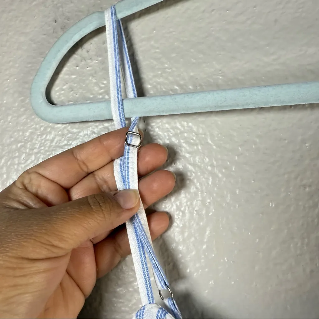 H&M Summer Dress Striped Blue and White Sz:L - Image 7