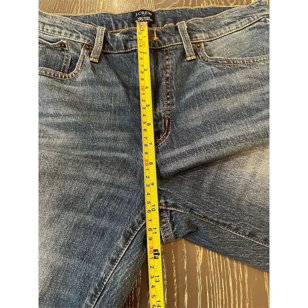 J.Crew Women's Flare Crop Jeans Size 28 Dark Blue Frayed Hem Sustainable - Image 5