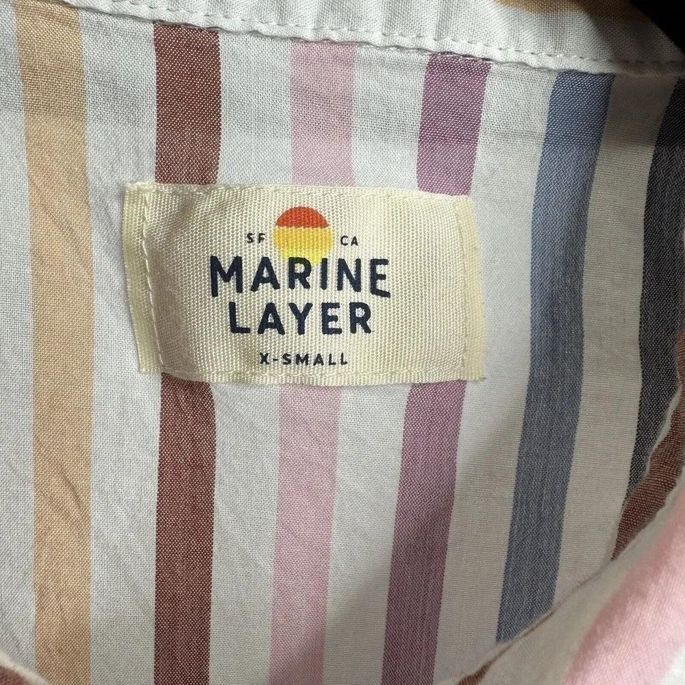 Marine Layer Talia Short-Sleeve Striped Button-Up Shirt Women Multicolor Size XS - Image 4