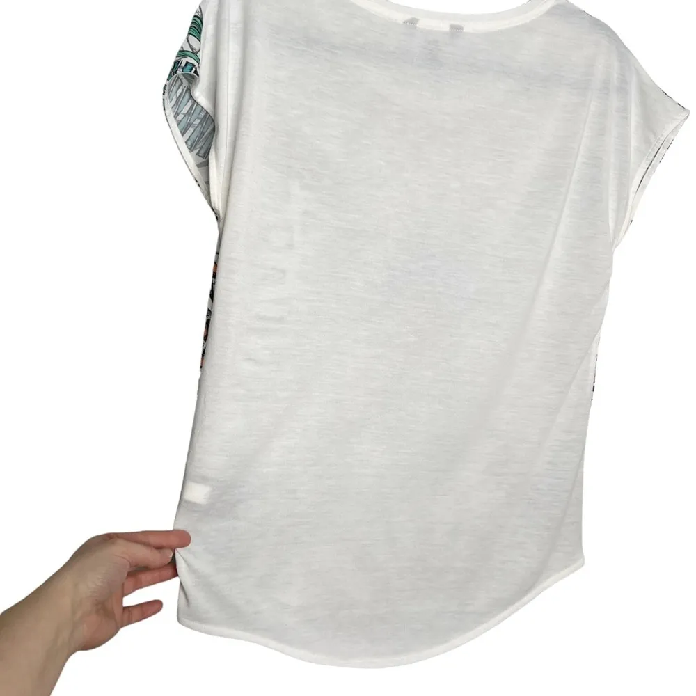 Mixed Media Cap Sleeve Tribal Print Tee Shirt - Image 9