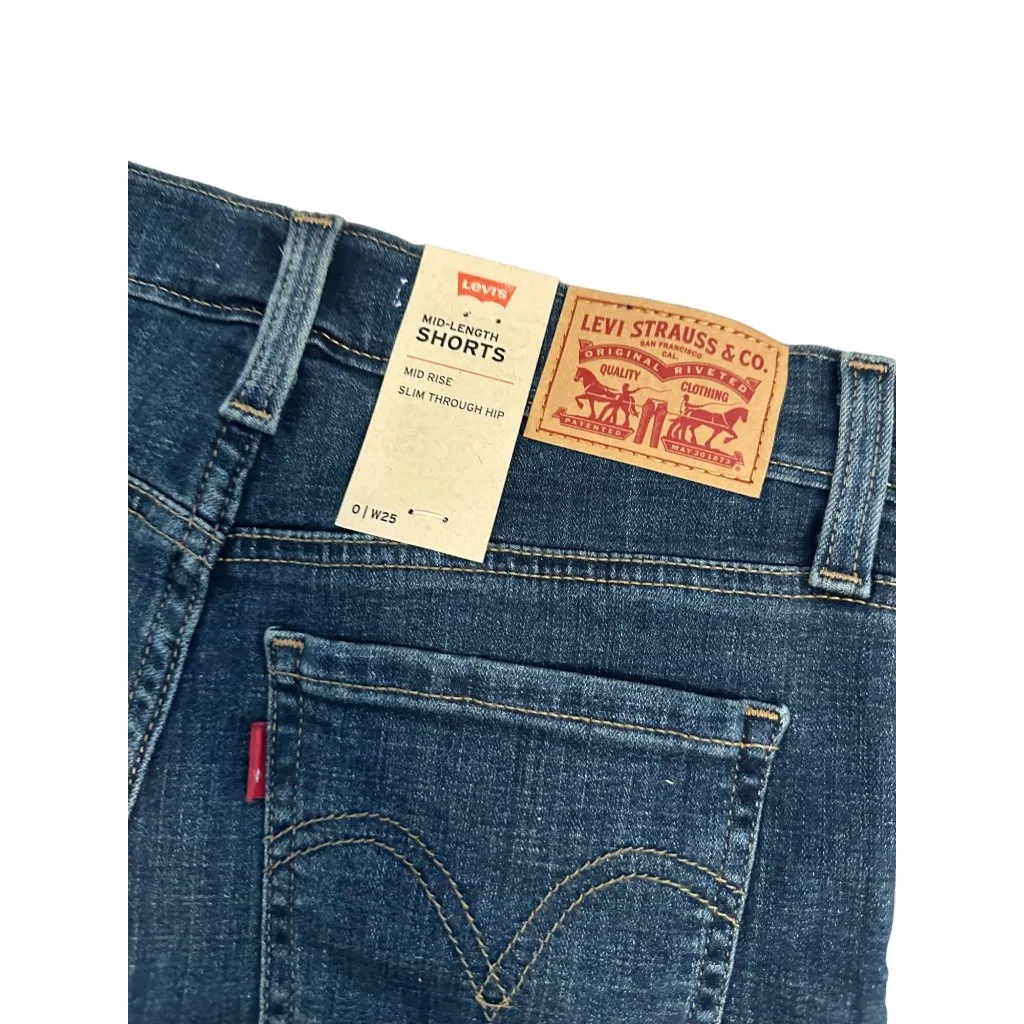 LEVIS Mid Length Dark Wash Shorts Size 25 NEW New with tags - Image 2