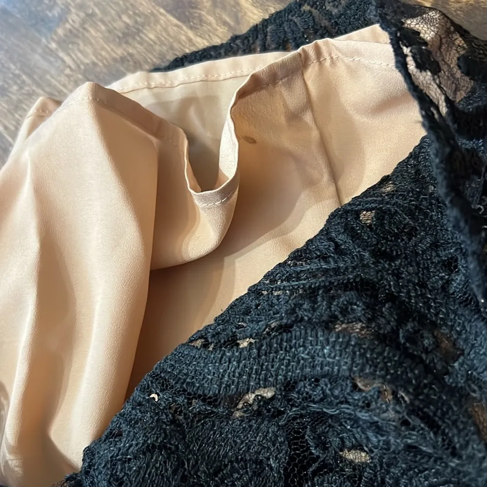 FREE‎ PEOPLE Night Shimmer Sequin & Lace Mini Dress Black/Nude Size 2 - Image 7