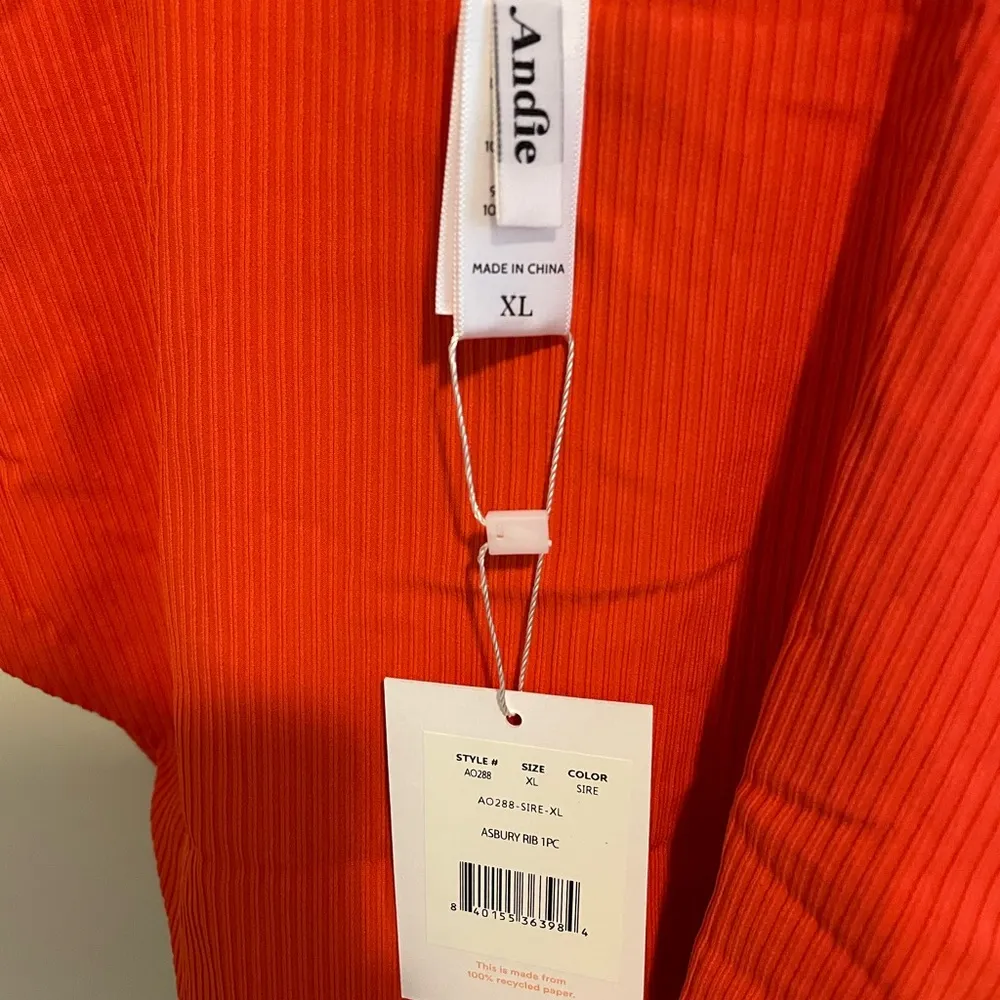 Andie Swim The Asbury Ribbed One Piece Swimsuit Size XL in Color Siren - Image 4