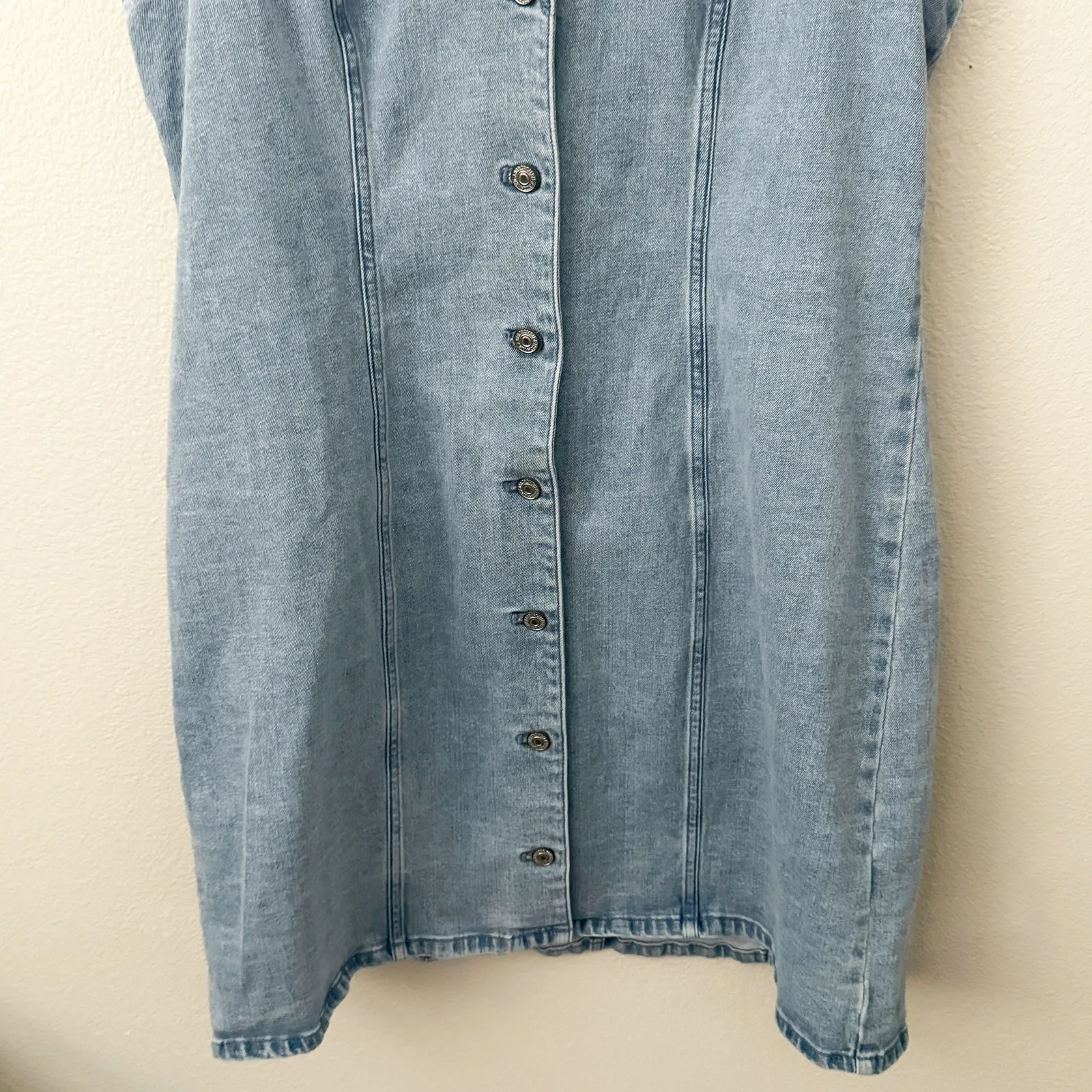 ABERCROMBIE & FITCH | Mara Denim Vest Mini Dress Button Down Jean | Size XL Tall - Image 6