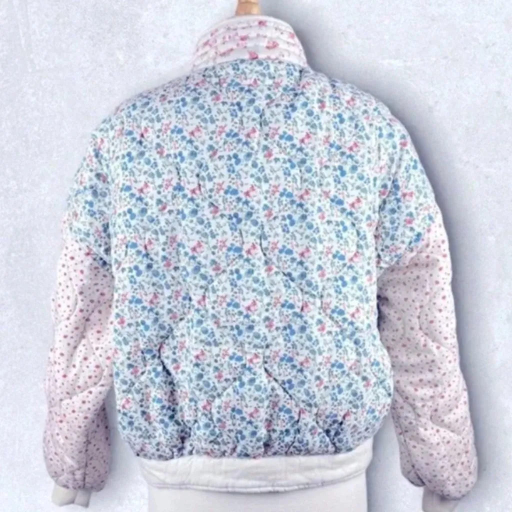 BLANK NYC  Quilted Patchwork Micro Floral Print Bomber Jacket- XS - Image 3
