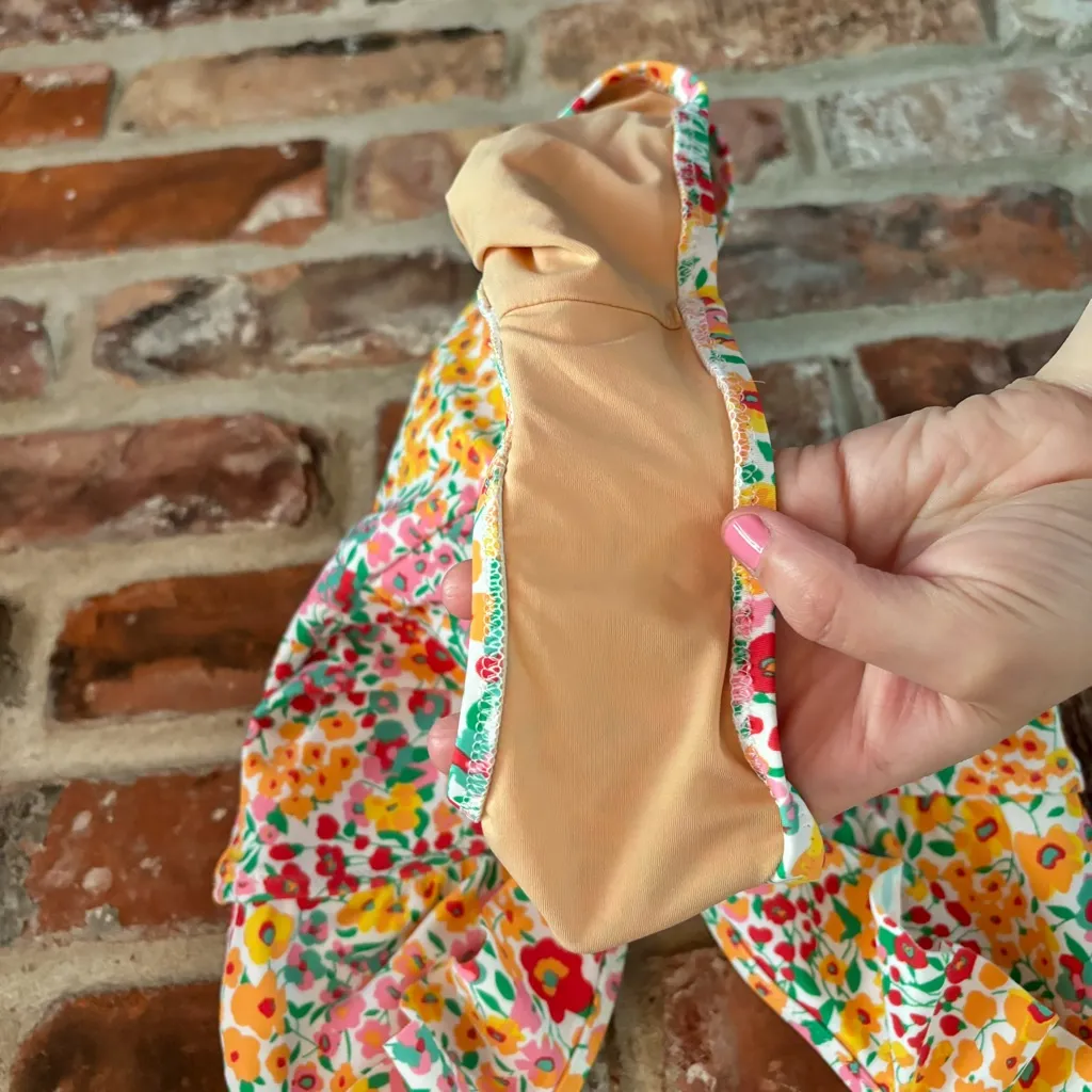 J. Crew Floral Ruffle One Piece Swimsuit, XS Yellow - Image 6