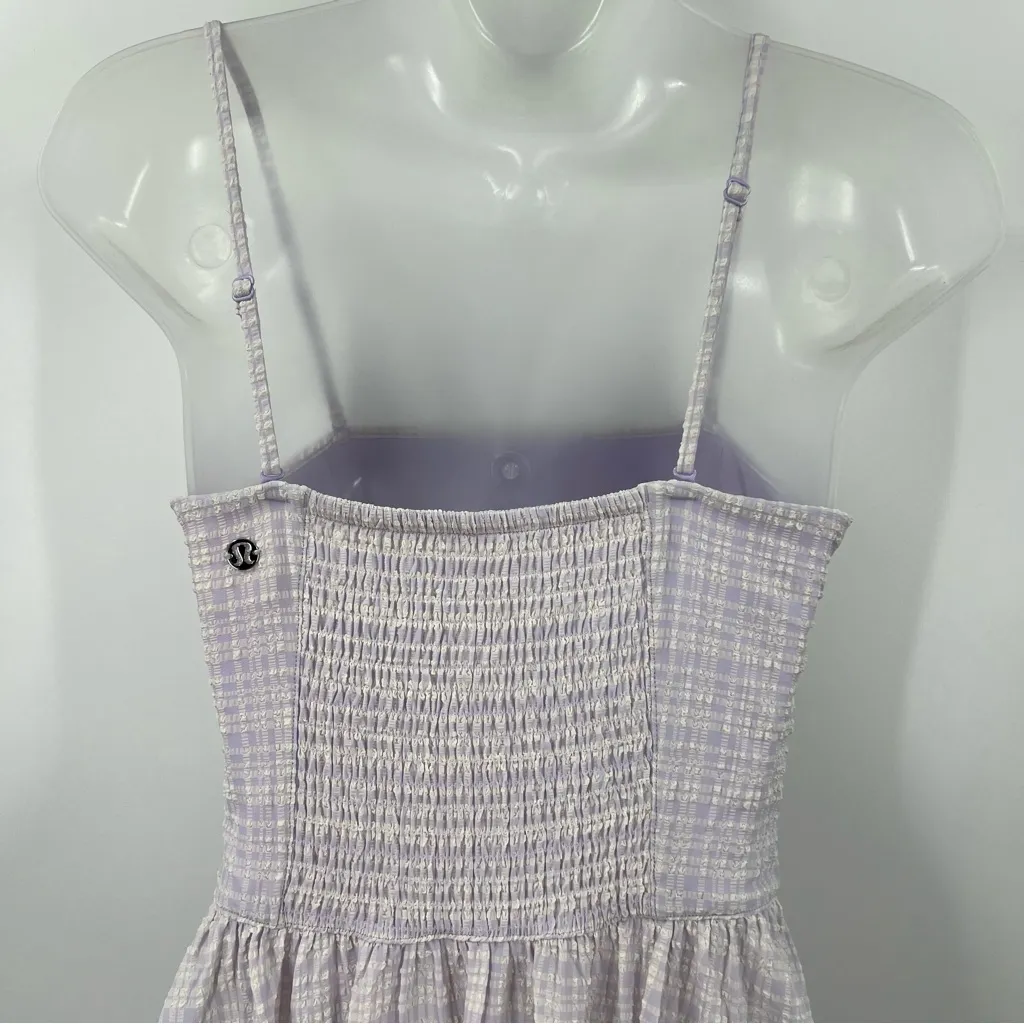 Lululemon Seersucker Check Ruched Midi Dress - Image 10