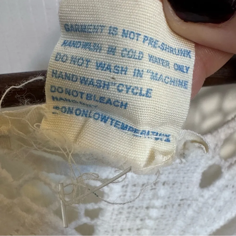 Solitaire White Lace Crochet Tunic Swimsuit Cover Top 100% Cotton Size Medium - Image 14