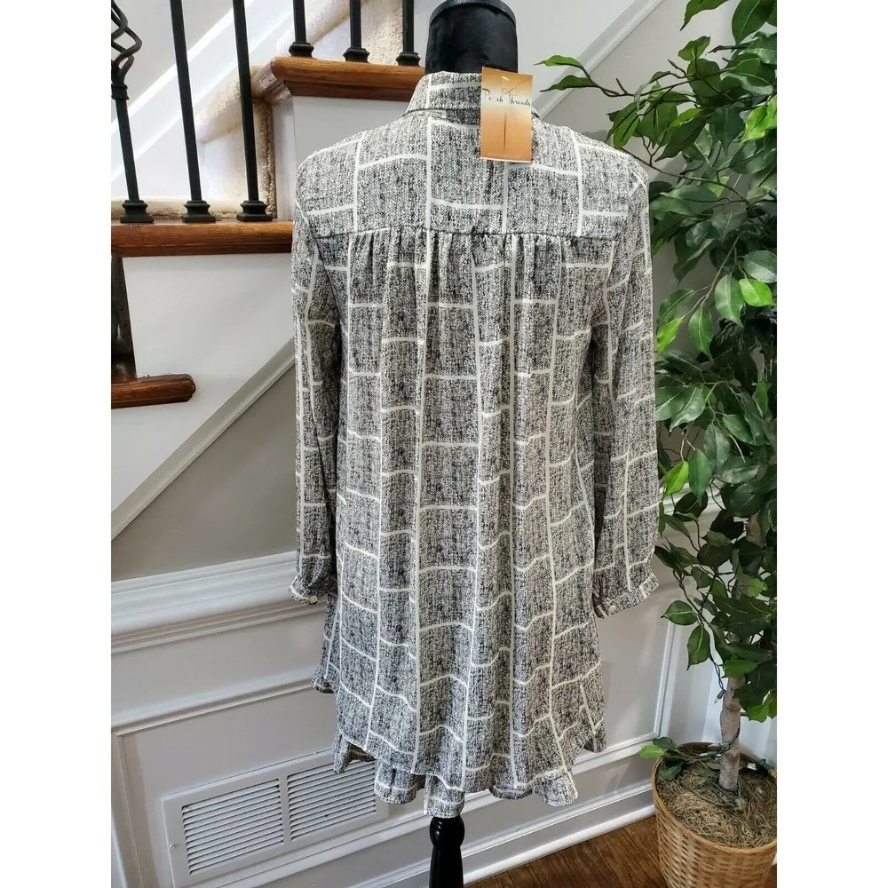 Boutique Freeway Women's Black & White Polyester Collared Long Sleeve Blouse S - Image 7