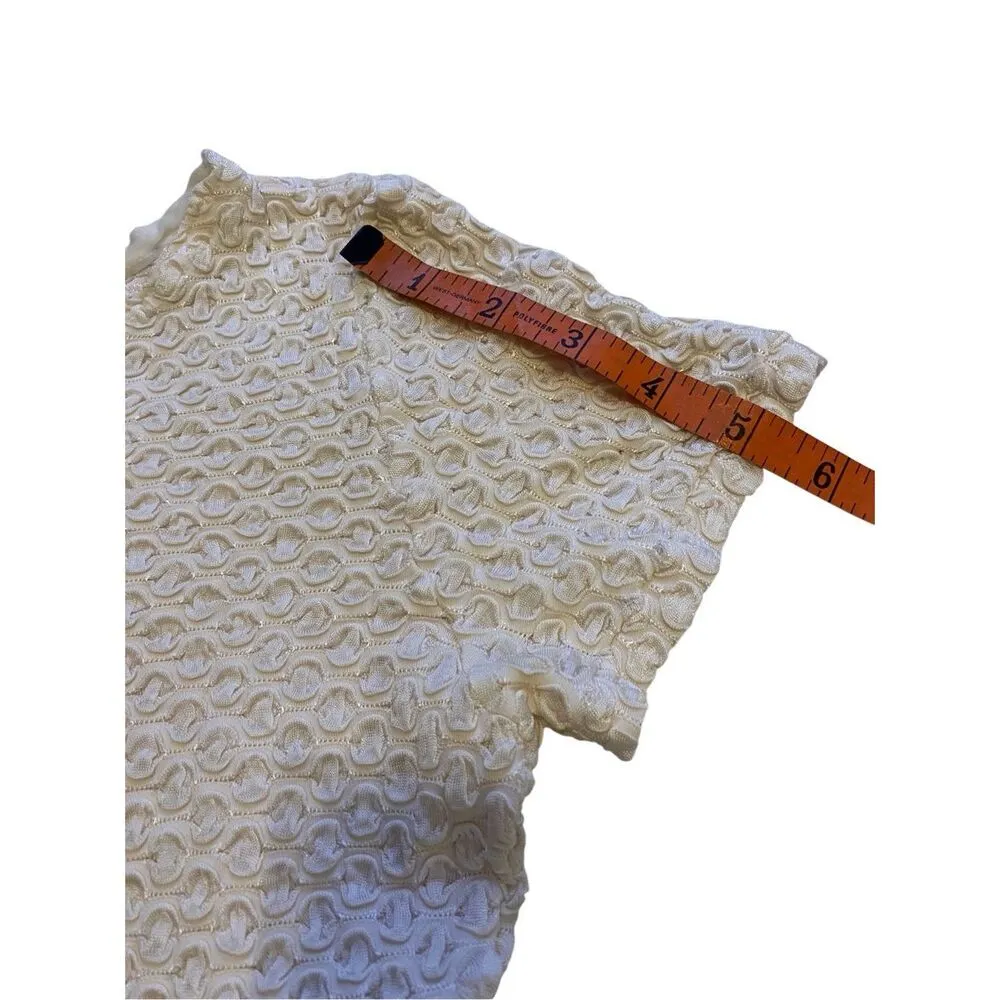 Y2k Vintage Textured Cropped Blouse Coquette Cottage Fairy Lace Stretchy School Size M - Image 12