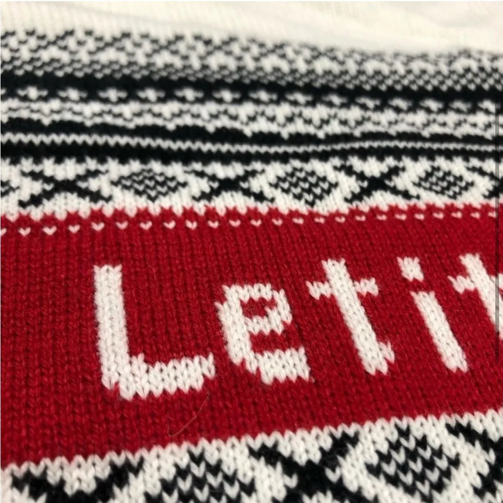 Cotton/Wool Blend Let It Snow Knit Sweater Size L - Image 4