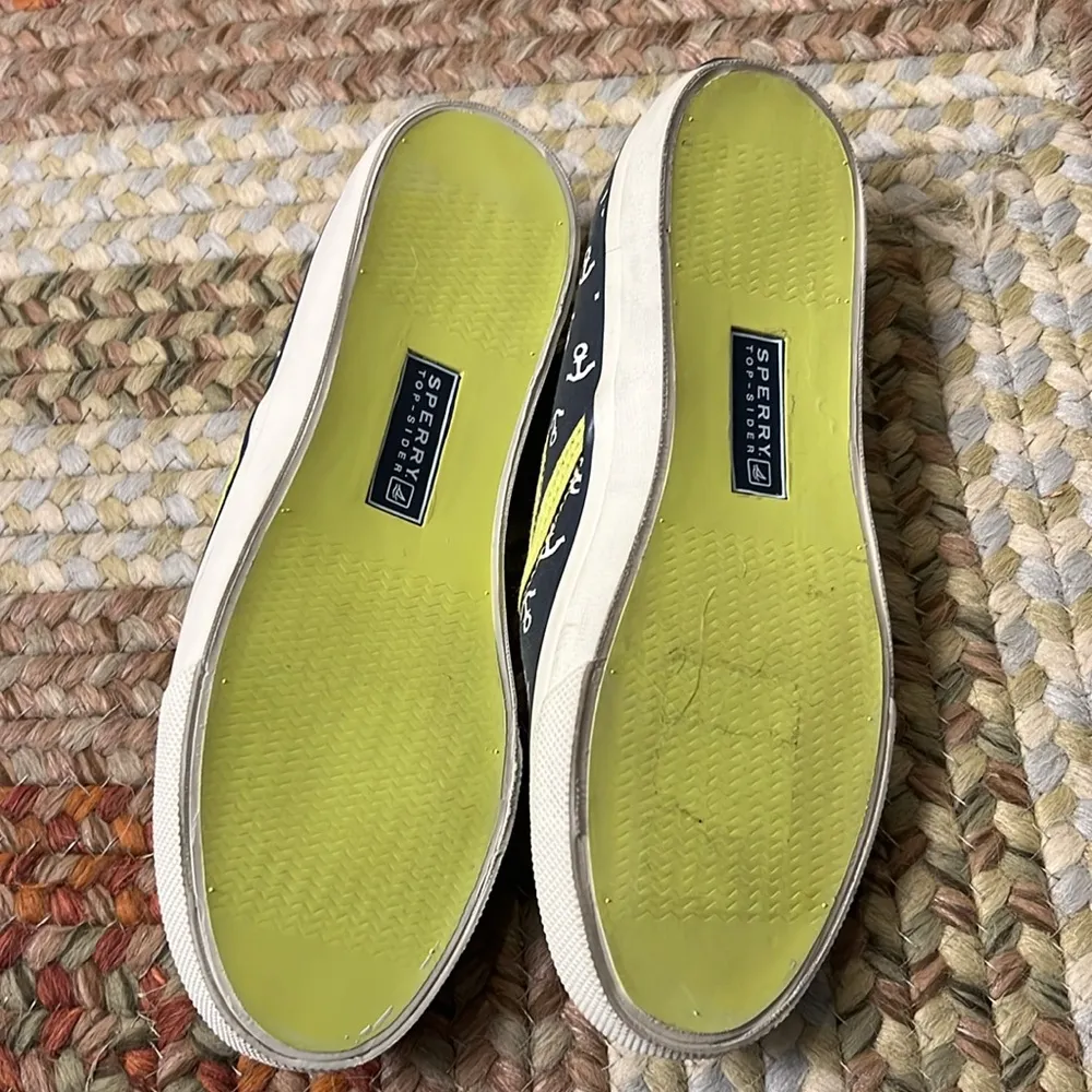 Sperry Topsiders Navy/ Yellow Sea Coast Anchor canvas sneakers women’s s… - Image 8