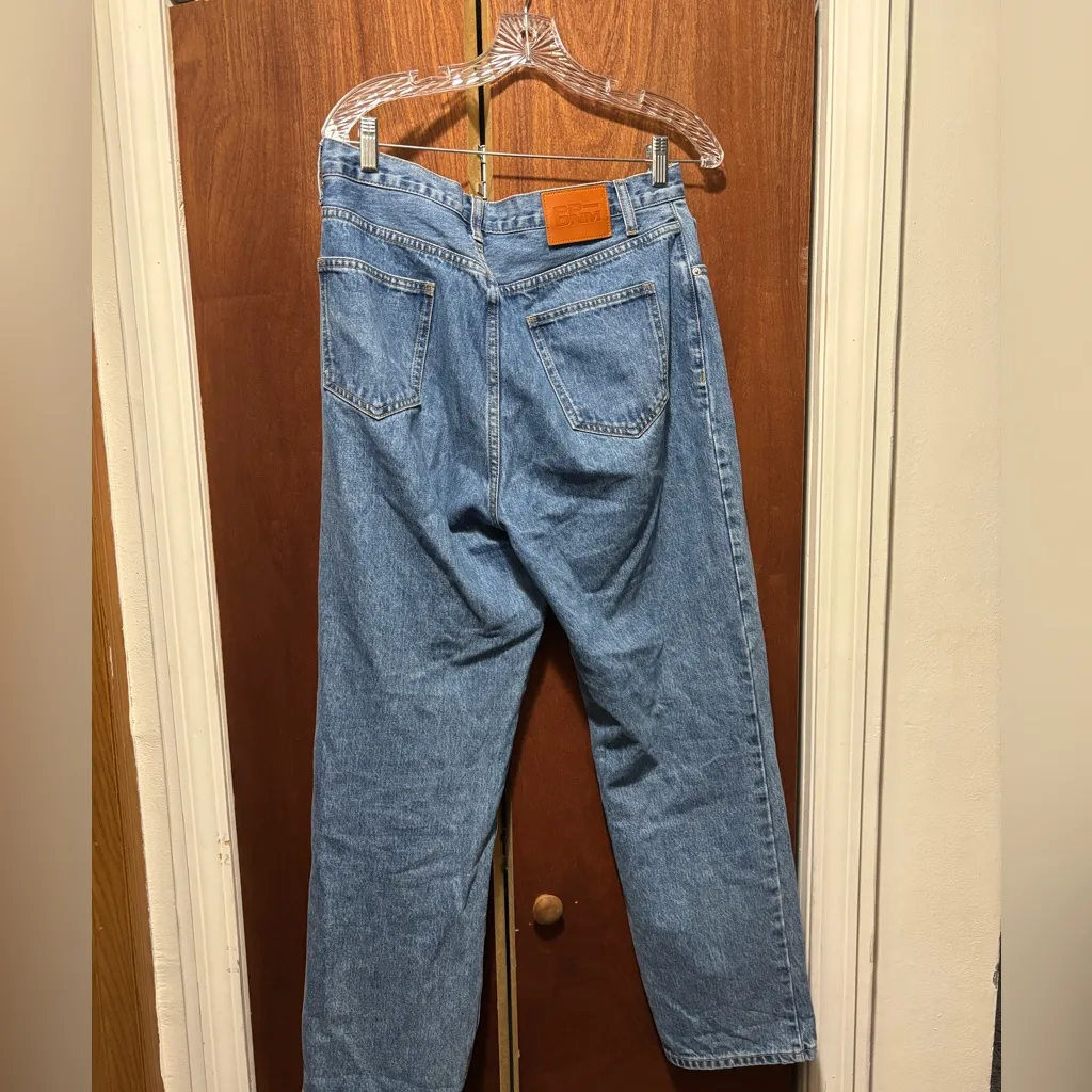 Princess Polly Supercut Low Rise Baggy Pleat Jeans Mid Blue - Image 5