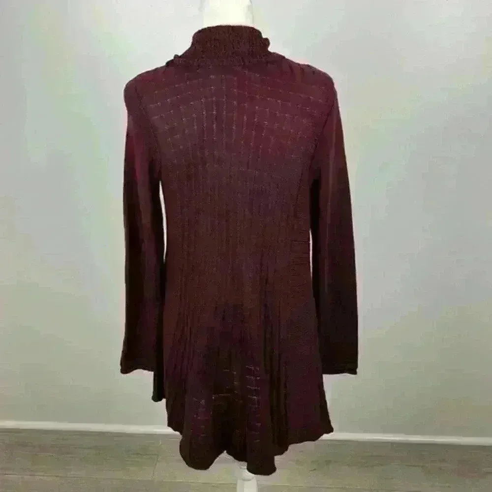 Notations Maroon Long Knit Cardigan Size M - Image 4