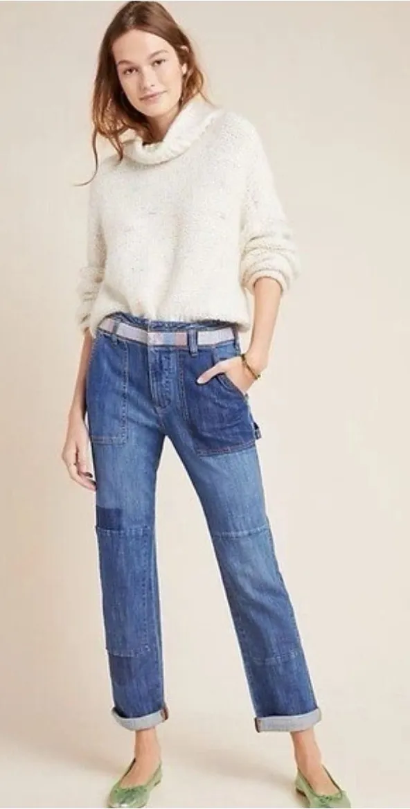 Pilcro & the Letterpress Patchwork Carpenter Jeans Straight Size 25 - Image 1