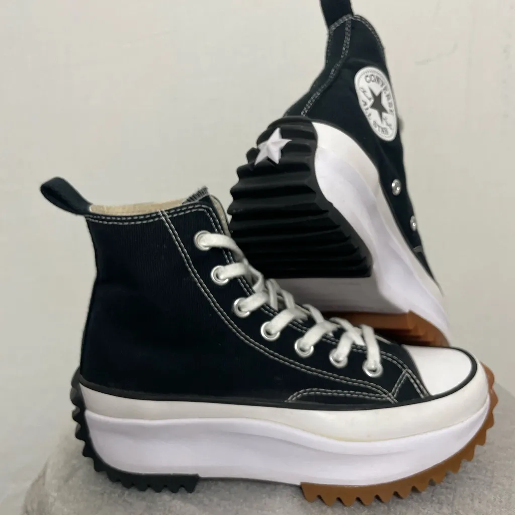 Converse Run Star Hike High Top Unisex Black White Gum Sneakers(B51) - Image 5