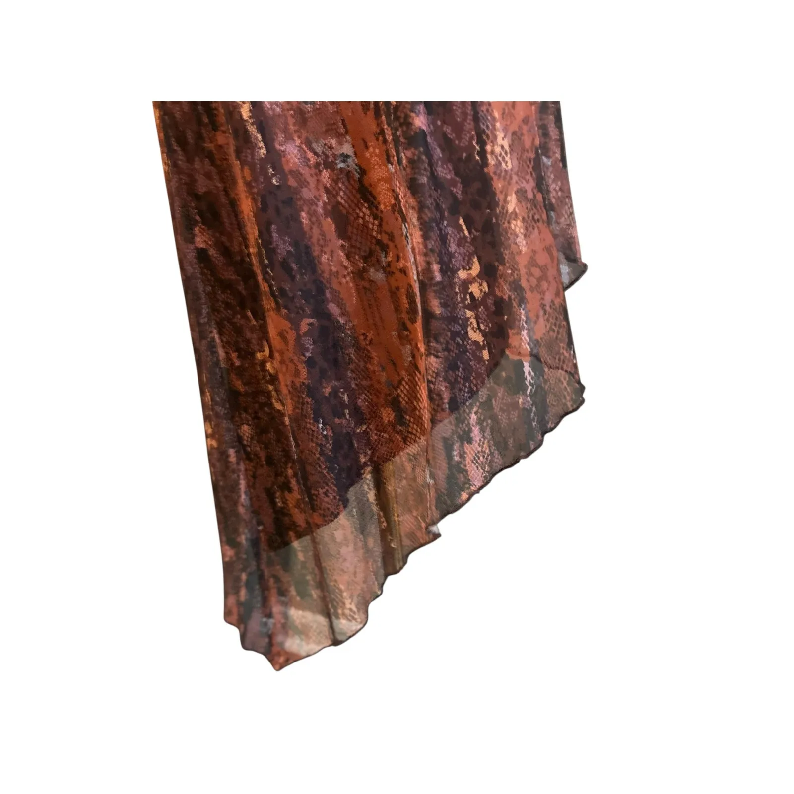 Oak & Trellis Dress NWT SZ Med Midi Autumn Leaf Baby Doll Long Sleeve Sheer HOCO Brown - Image 5