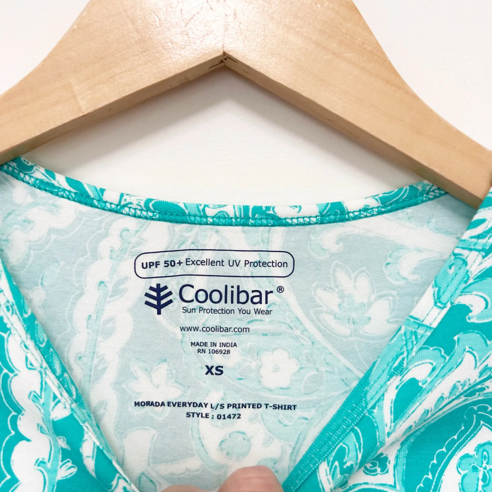 Coolibar Morada Everyday Printed Shirt UPF 50+ Green Paisley Sz XS - Image 2