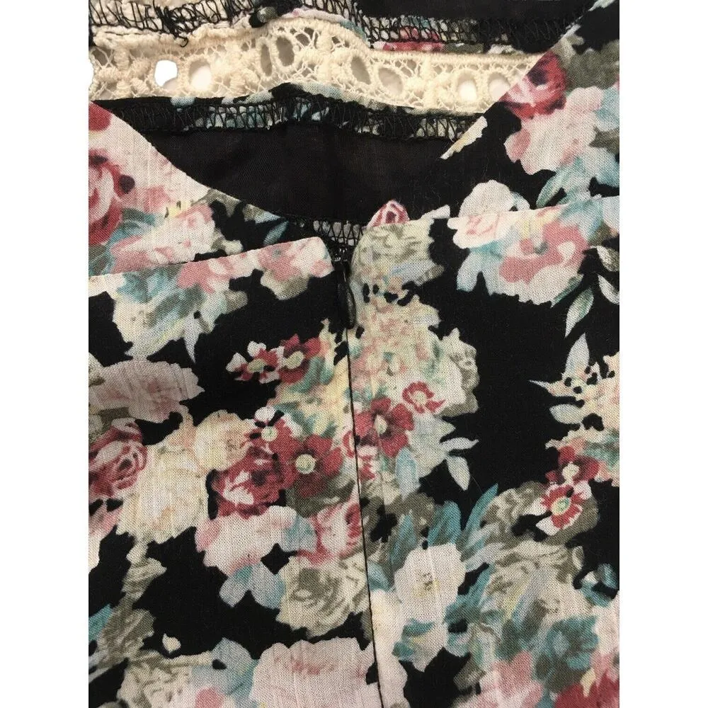 Lulus Dress Womens S Maxi Sun Will Shine Floral Print Sleeveless Lace Up Black - Image 12