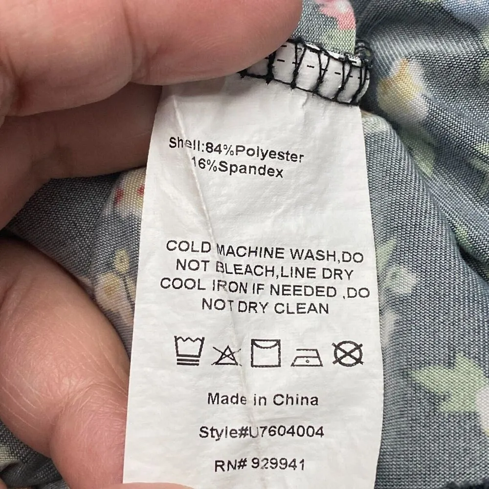 Suzanne Betro Dress Womens Black Floral Faux Wrap High Low Size Large Fin Sleeve - Image 8