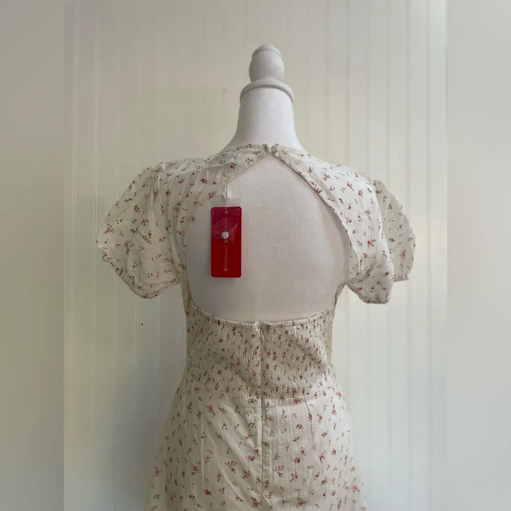 BEGINNING BOUTIQUE Abigail Mini Dress White Floral Ditsy Cottagecore Size 6 NWT - Image 8
