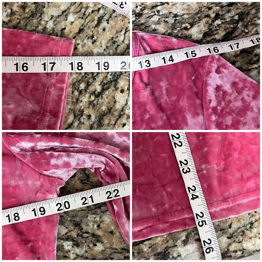 Y2K Faded Glory Pink Crushed Velvet Tunic L | Fairycore Lagenlook 90s Velvet Top - Image 6