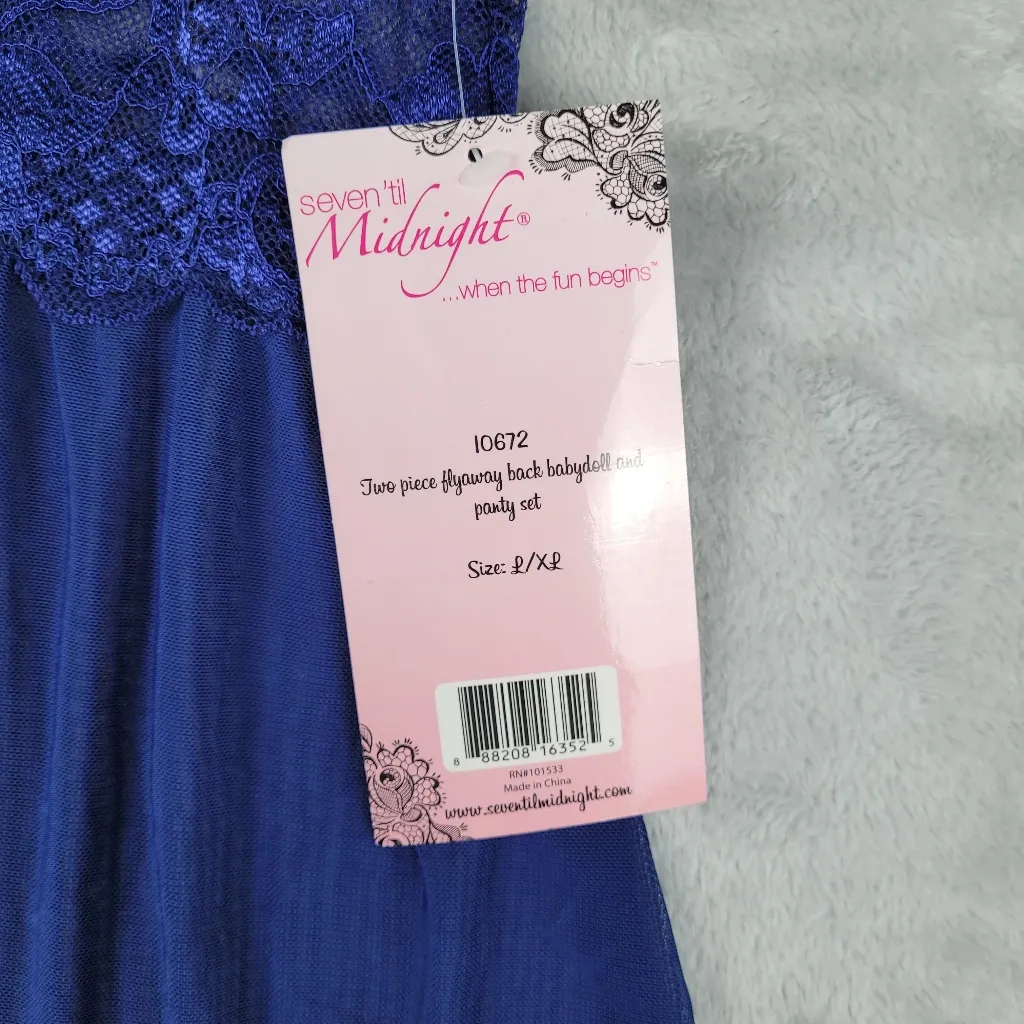 NWT Seven Til Midnight Blue Babydoll Lace Plunging Lingerie Top Navy Size L / XL Size L - Image 6