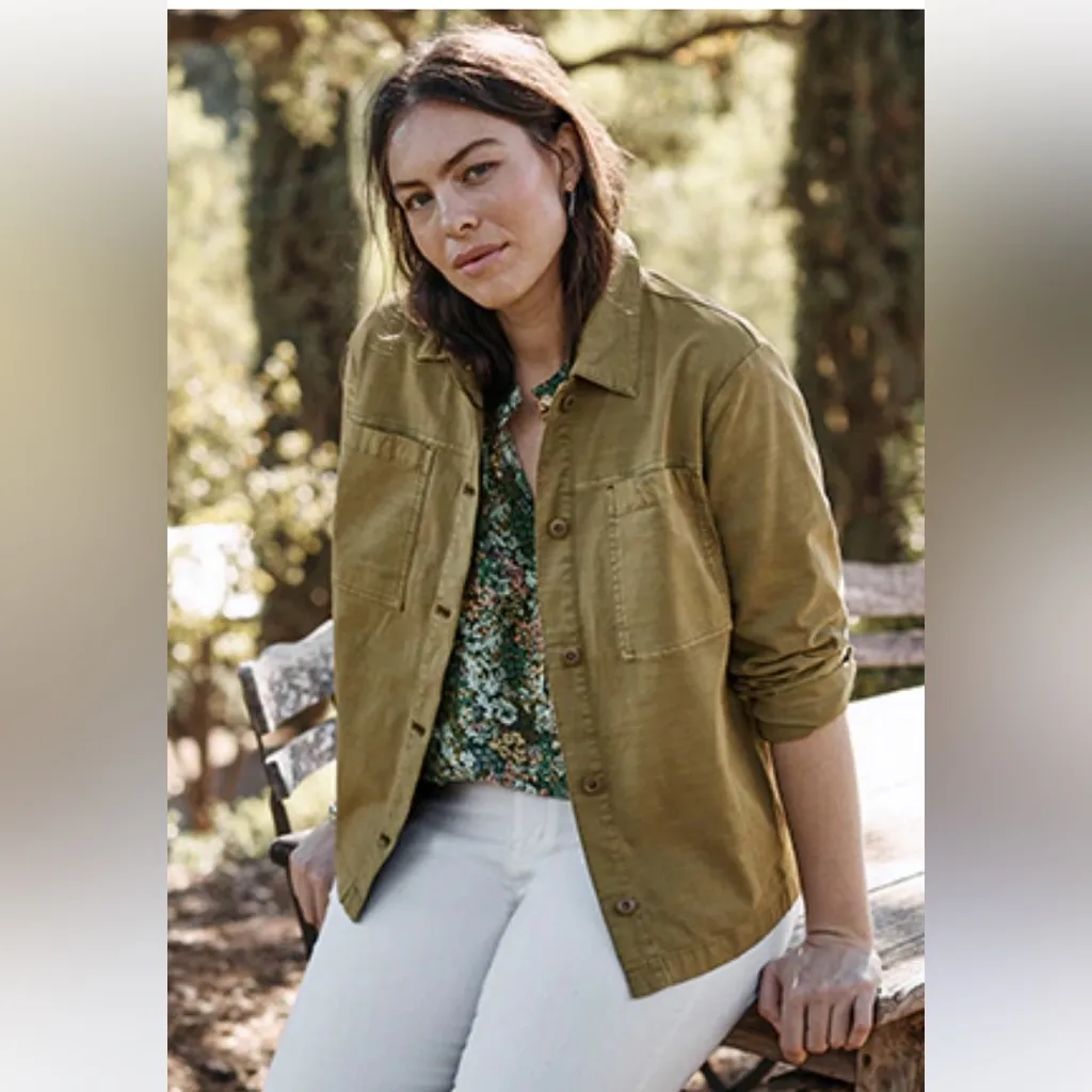 J Jill shirt jacket olive green button front boxy shacket XL - Image 9