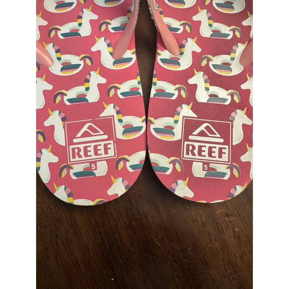 Pink Reef unicorn fit flops sandals women's size 5 - Image 2