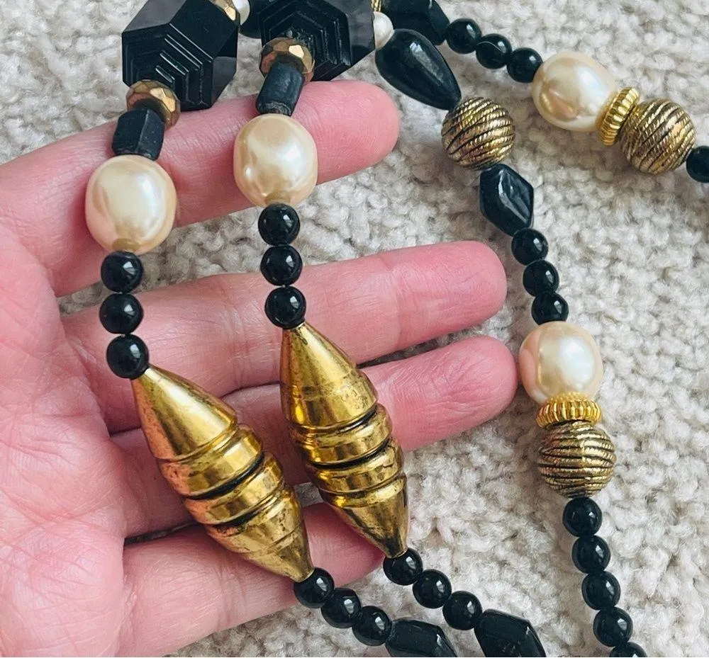 Vintage 70s Robert Rose designed gold plated with resin beads necklaces signed - Image 3