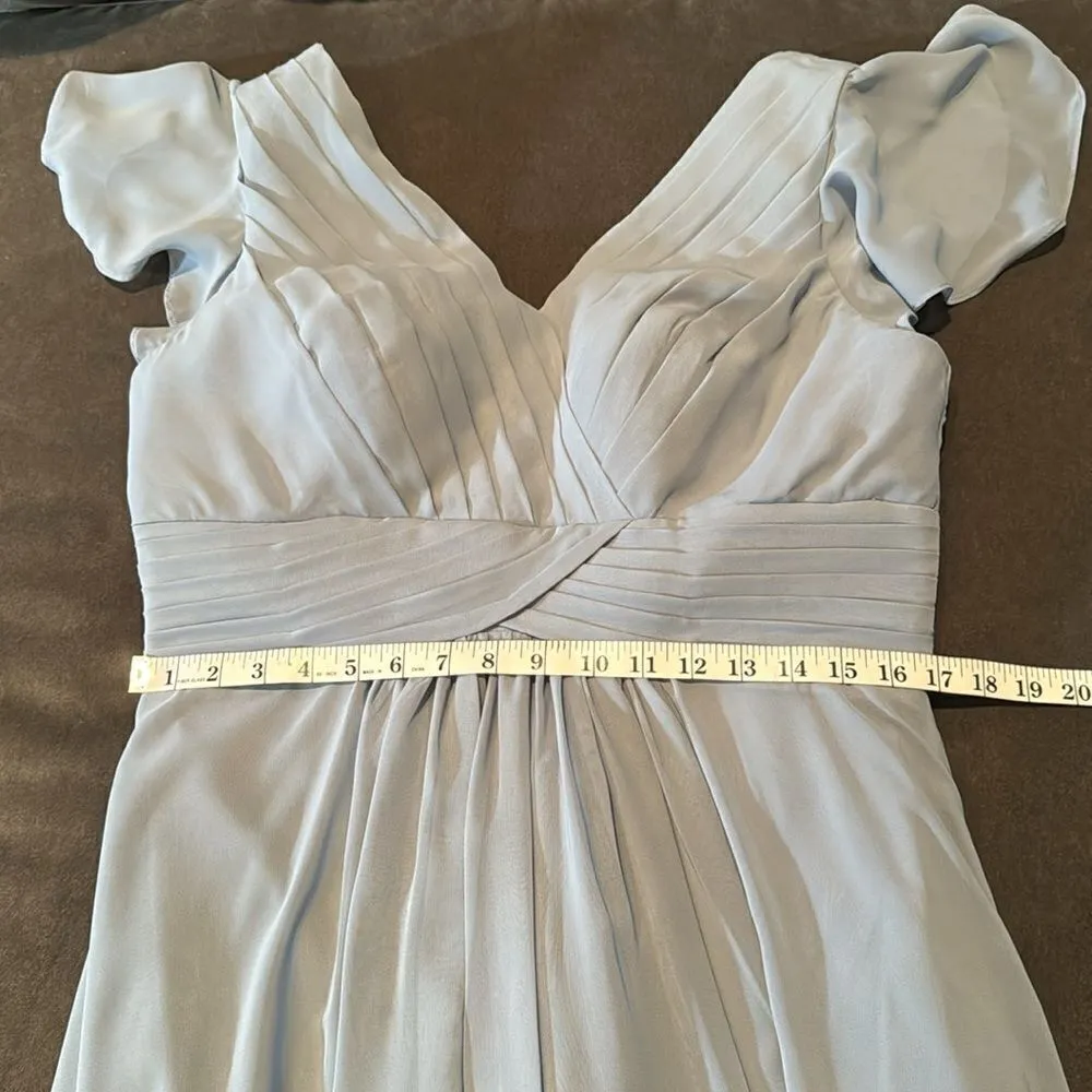 Women’s Blue/Gray Full Length Chiffon Formal Dress FlutterSleeves Size 16 - Image 9