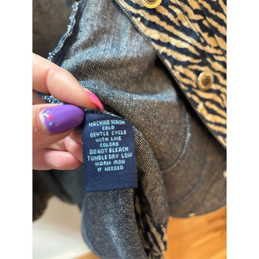 Westbound Women's Zebra Print Denim Jacket Size M Multicolor‎ Casual - Image 3