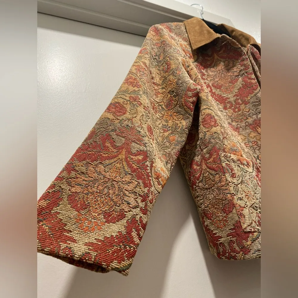 VTG Napa Valley Tan Brown Floral Paisley Brocade Tapestry Patterned Blazer - Image 8
