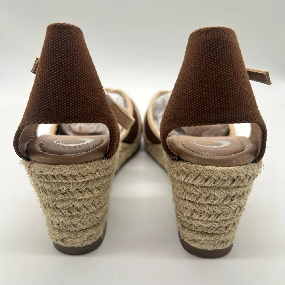 Journee Collection Sandal Womens 7.5‎ Brown Cream Espadrille Brene Wedge NEW - Image 6