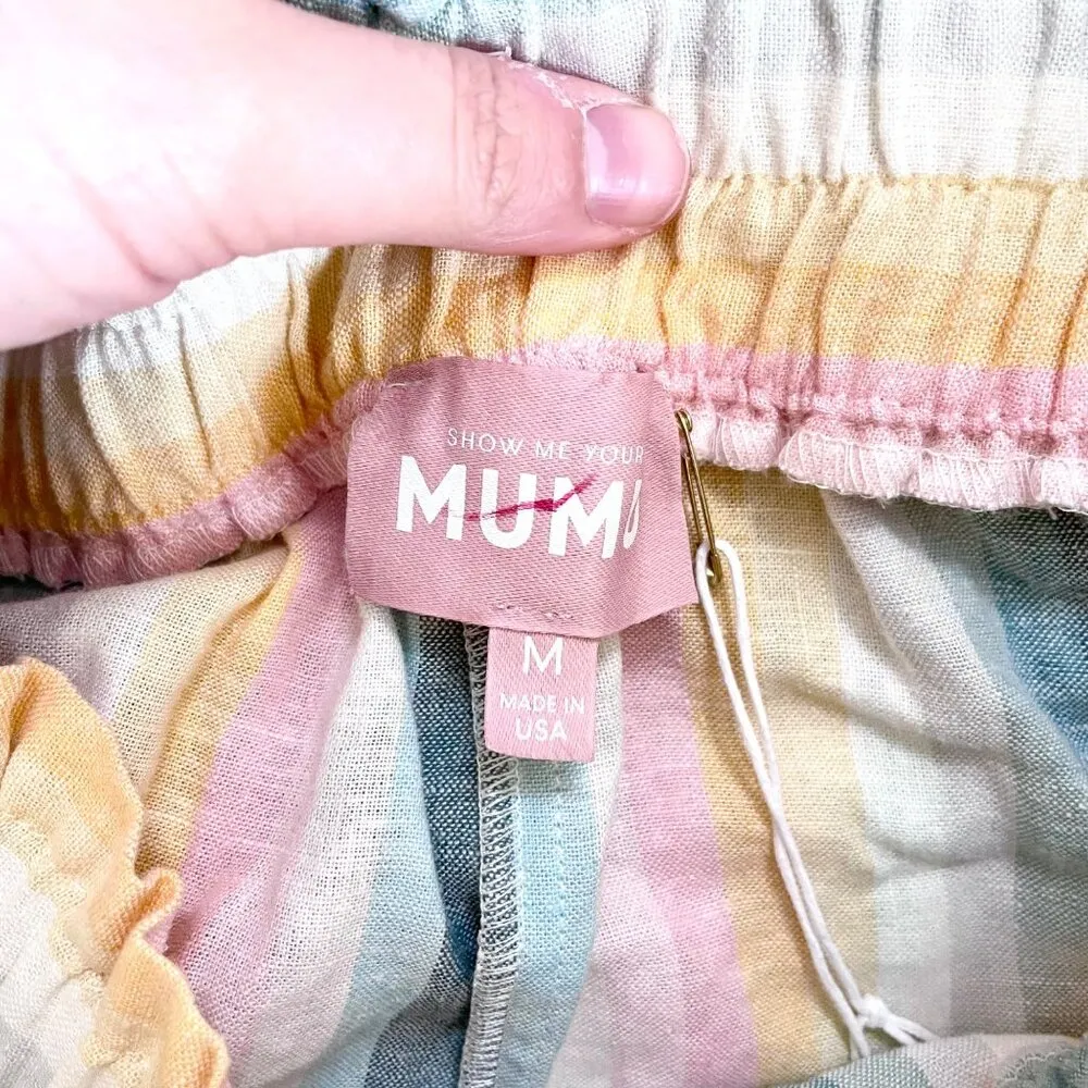 NWT Show Me You MuMu Nevada Peterson Flowy Wide Leg Pants Pastel Stripe Size M - Image 4